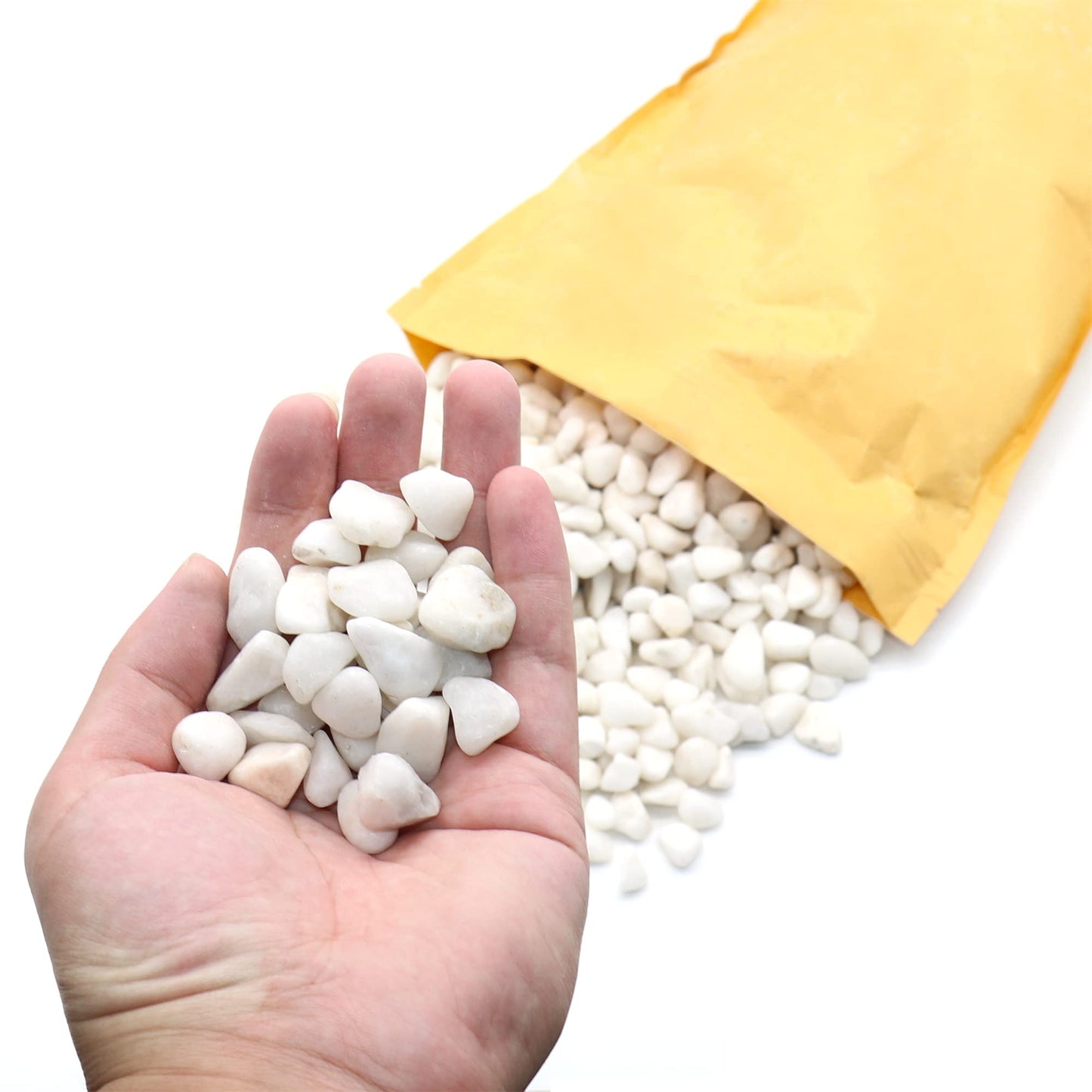 Premium Pebbles White Rocks for Plants. White Decorative Polished Pebbles. 3/8 Inch – 5 lbs for Plants,Garden, Vase fillers, Succulents, pots, Plants (XSM (0.375 Inch), White - Lightly Polished, 5)