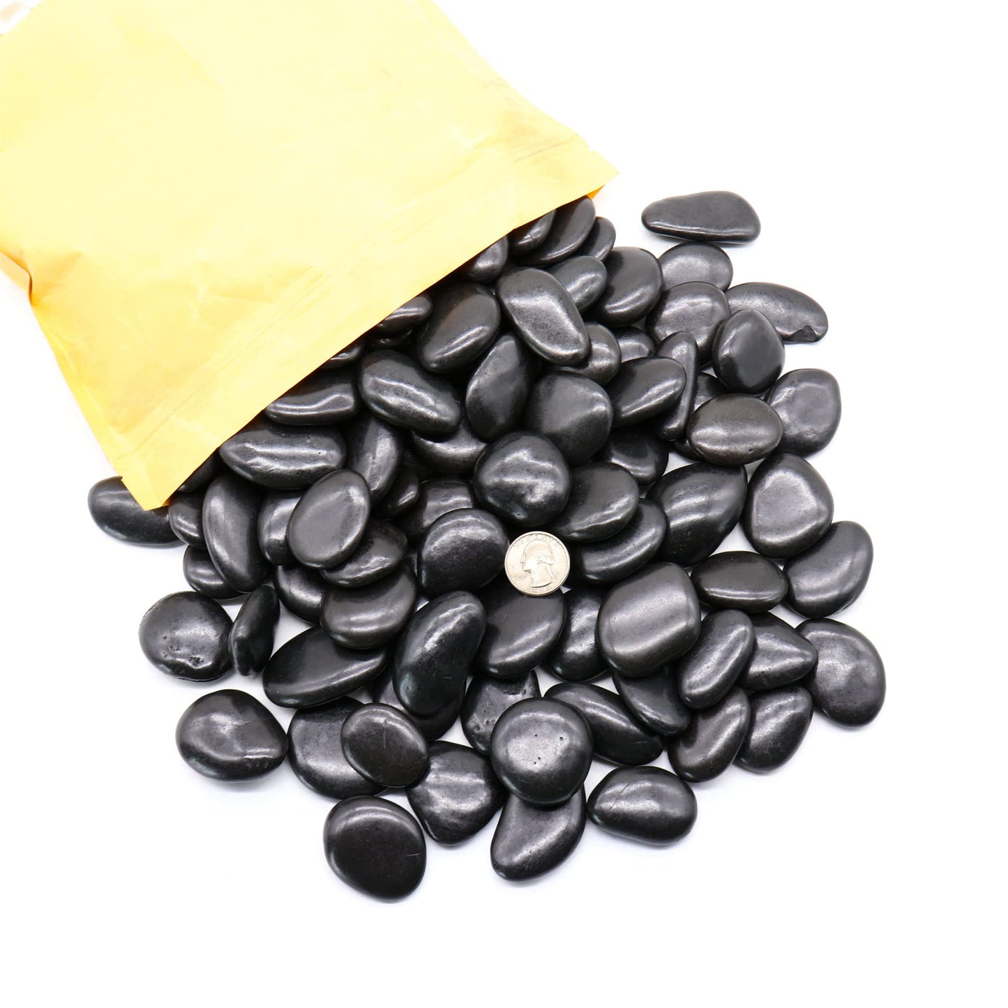 Premium Pebbles Black Rocks for Plants. Black Decorative Polished Pebbles. 1 to 2 inch – 10 lbs for Plants, Garden, Landscaping, Succulents, pots, Plants (MD (1 to 2 Inch), Black -Polished, 10)